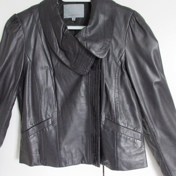 Classiques Entier Dark Dark Purple Soft Leather Crop Jacket Moto Side Zip Size M - Picture 2 of 12